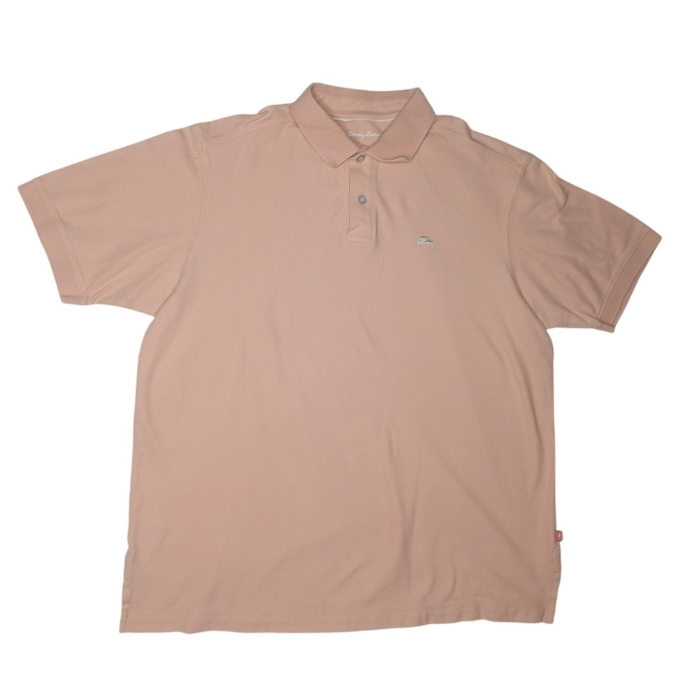 Tommy Bahama Polo Shirt Mens Large Salmon Pink Supima Cotton Short Sleeve Logo